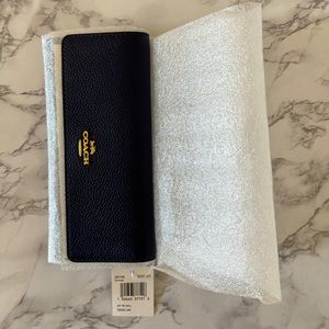 COACH Soft Trifold Wallet NWT—Polished Pebbled Leather in Cadet Navy